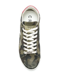 Leather Crown Camouflage Print Sneakers