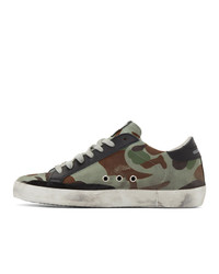 Golden Goose Green And Black Camo Canvas Sneakers