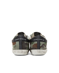 Golden Goose Green And Black Camo Canvas Sneakers