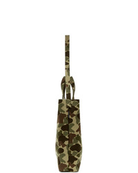 Comme des Garcons Homme Beige And Green Cotton Canvas Tote