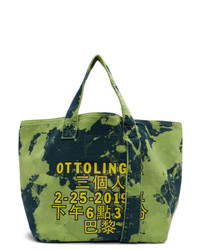 Ottolinger Green And Blue Small Denim Logo Tote