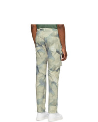 Reese Cooper®  Green Linen Watercolor Camouflage Cargo Pants