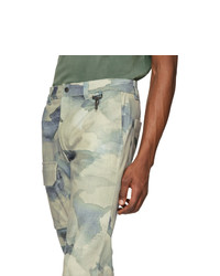 Reese Cooper®  Green Linen Watercolor Camouflage Cargo Pants