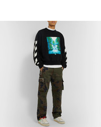 Off-White Logo Embellished Camouflage Print Cotton Twill Cargo Trousers