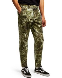 Topman Sand Camouflage Tapered Trousers