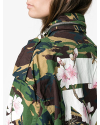 Off-White Camouflage Floral Print Parka Jacket