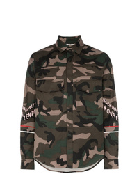 Olive Camouflage Cotton Shirt Jacket
