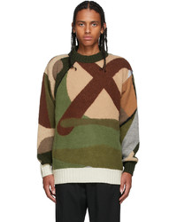 Sacai Green Kaws Edition Intarsia Camo Sweater