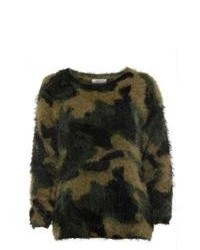 Jumpo New Look Green Fluffy Camouflage Jumper