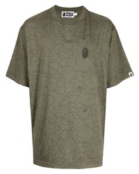 A Bathing Ape Camo Washed Logo Print T Shirt