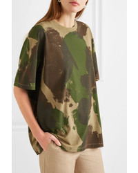 Victoria Beckham Camouflage Print Cotton Jersey T Shirt