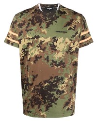 DSQUARED2 Camouflage Print Cotton T Shirt