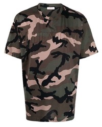 Valentino Camouflage Print Logo T Shirt