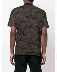 Palm Angels Camouflage Print Rhinestone Logo T Shirt