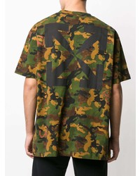 Off-White Camouflage Print Short Sleeved T Shirt