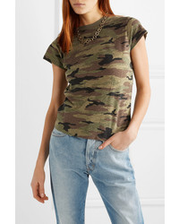 RE/DONE Camouflage Print Slub Cotton Jersey T Shirt