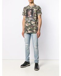 Philipp Plein Camouflage Scarface Print T Shirt