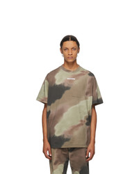 Off-White Green And Brown Camo Barrel Worker T Shirt