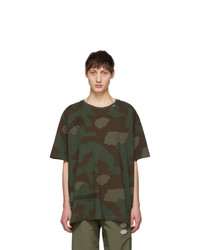Off-White Green And Brown Camo Stencil T Shirt