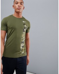 Nike Training Hyperdry T Shirt In Khaki With Camo Aq1194 395