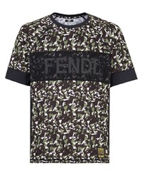 Fendi Logo Mesh Insert T Shirt