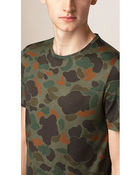 Burberry Prorsum Camouflage Print Cotton T Shirt