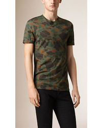Burberry Prorsum Camouflage Print Cotton T Shirt