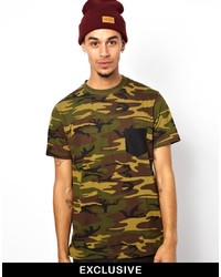 Reclaimed Vintage Camo T Shirt With Contrast Pocket