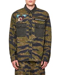 Diesel S Bunnell Cmf Embroidered Camo Stretch Cotton Utility Shirt