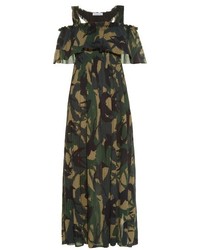 Sonia Rykiel Swallow Camouflage Print Crepe Dress