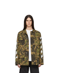 Off-White Green Camouflage Diag Field Jacket