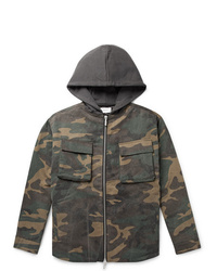 Rhude Jersey Trimmed Camouflage Print Cotton Twill Hooded Jacket
