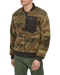 Olive Camouflage Fleece Bomber Jacket
