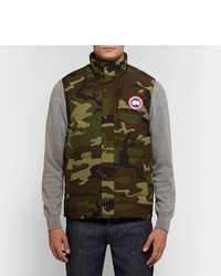 Canada Goose Garson Slim Fit Camouflage Print Quilted Shell Down Gilet