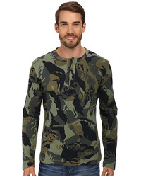 Lacoste Camouflage Printed Waffle Henley T Shirt