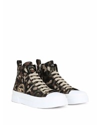Dolce & Gabbana Camouflage Leopard Print High Top Sneakers