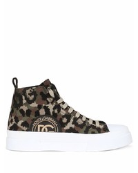 Dolce & Gabbana Camouflage Leopard Print High Top Sneakers
