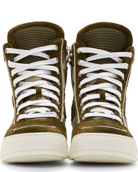 Balmain Khaki Camo High Top Sneakers