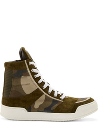 Balmain Khaki Camo High Top Sneakers