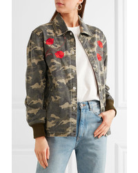 Opening Ceremony Tigers Coach Appliqud Camouflage Print Cotton Canvas Jacket Army Green