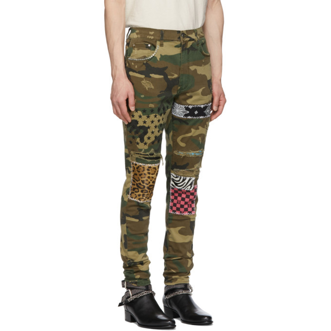 Aparecer Primero Desarmado Amiri Green And Brown Camo Art Patch Jeans, $426 | SSENSE | Lookastic