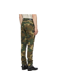 Amiri Green And Brown Camo Art Patch Jeans