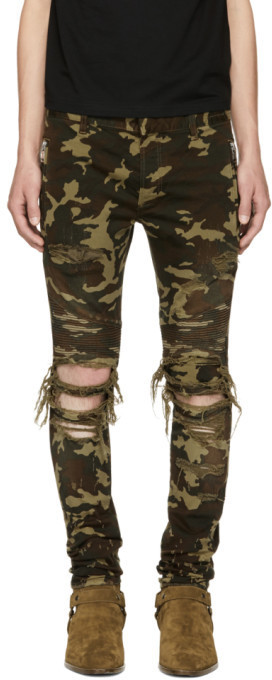 balmain camouflage jeans