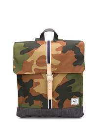 Olive Camouflage Leather Backpack