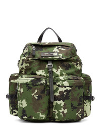 Olive Camouflage Leather Backpack