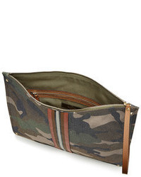 Valentino Rockstud Camouflage Printed Pouch With Leather