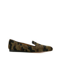 Olive Camouflage Leather Loafers