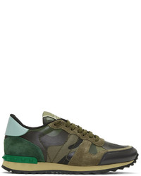 Olive Camouflage Leather Low Top Sneakers