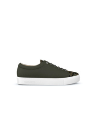 Olive Camouflage Leather Low Top Sneakers