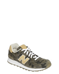 New Balance 574 Camouflage Canvas Leather Sneakers